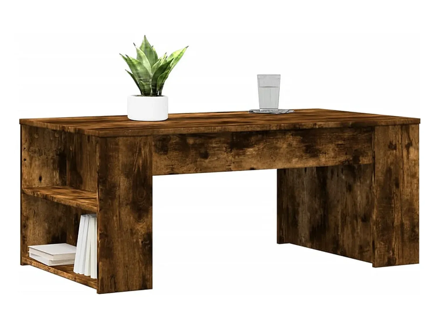 Mesa De Centro| Mesa de centro | Mesa de apoio 102x55x42 cm madeira processada carvalho fumado Castanho