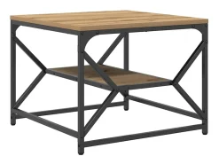 Online Mesa de centro | Mesa de apoio | Mesa de café carvalho artisiano 51x50x40 cm Castanho