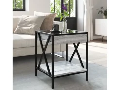 Mesa de centro | Mesa de apoio luzes LED Infinity 40x40x49 cm sonoma^ Mesa De Centro