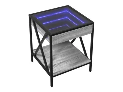 Mesa de centro | Mesa de apoio luzes LED Infinity 40x40x49 cm sonoma^ Mesa De Centro