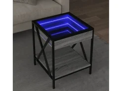 Mesa de centro | Mesa de apoio luzes LED Infinity 40x40x49 cm sonoma^ Mesa De Centro