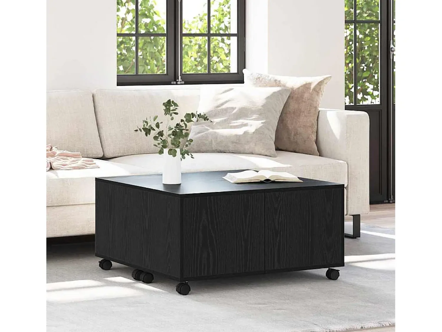Mesa De Centro* Mesa de centro | Mesa de apoio Carvalho 75x75x38 cm Preto