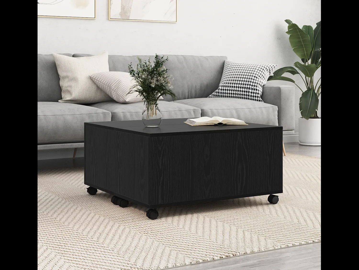 Mesa De Centro* Mesa de centro | Mesa de apoio Carvalho 75x75x38 cm Preto
