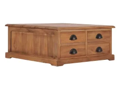 Mesa De Centro| Mesa de centro | Mesa de apoio | Mesa de café 68x68x30 cm madeira de teca maciça Castanho