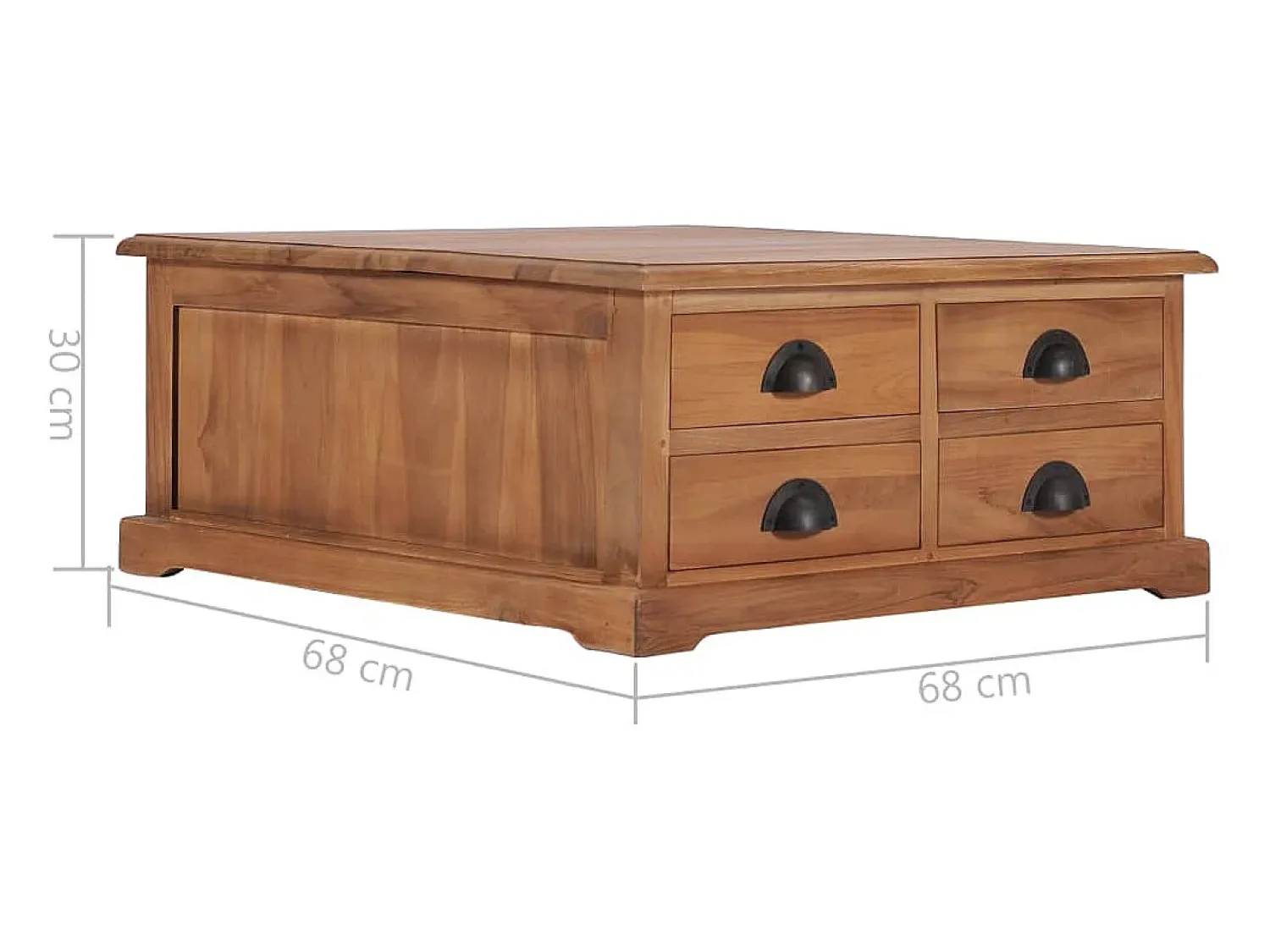 Mesa De Centro| Mesa de centro | Mesa de apoio | Mesa de café 68x68x30 cm madeira de teca maciça Castanho