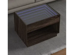 Mesa de centro | Mesa de apoio luzes LED Infinity 70x50x50 cm carvalho Castanho