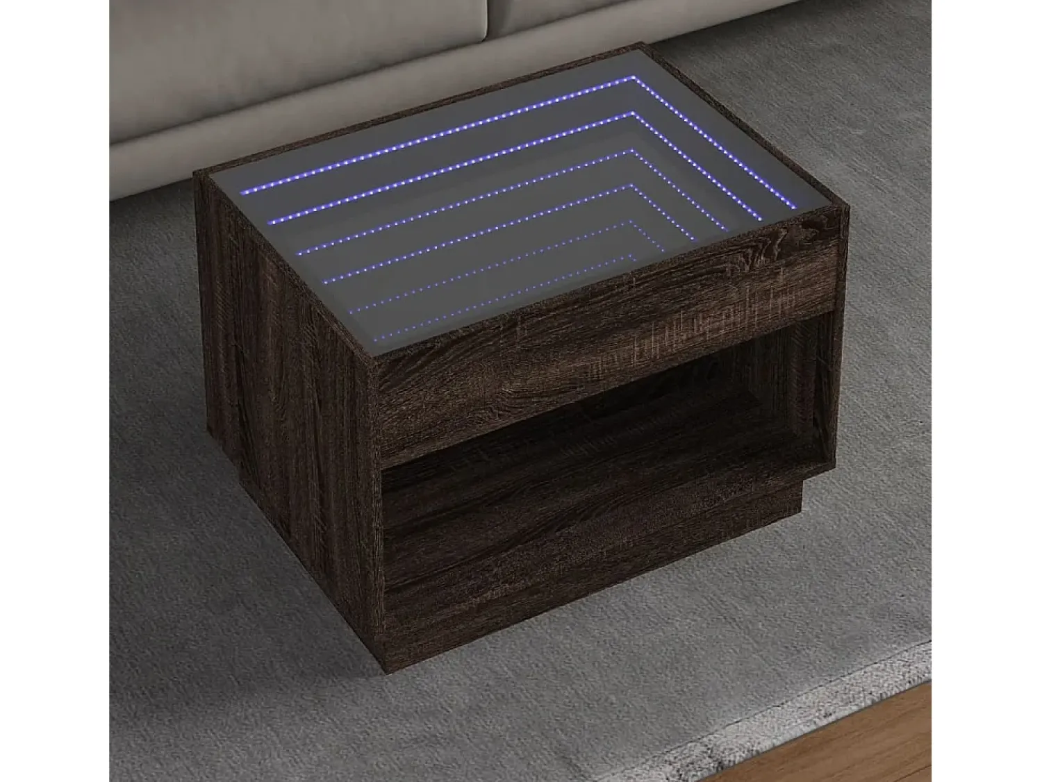 Mesa de centro | Mesa de apoio luzes LED Infinity 70x50x50 cm carvalho Castanho