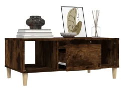 Mesa De Centro* Mesa de centro | Mesa de apoio 90x50x36.5 cm derivados madeira carvalho fumado Castanho