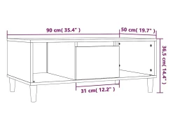 Mesa De Centro* Mesa de centro | Mesa de apoio 90x50x36.5 cm derivados madeira carvalho fumado Castanho