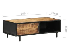 Mesa De Centro| Mesa de centro | Mesa de apoio | Mesa de café 105x50x35 cm madeira de mangueira áspera Castanho