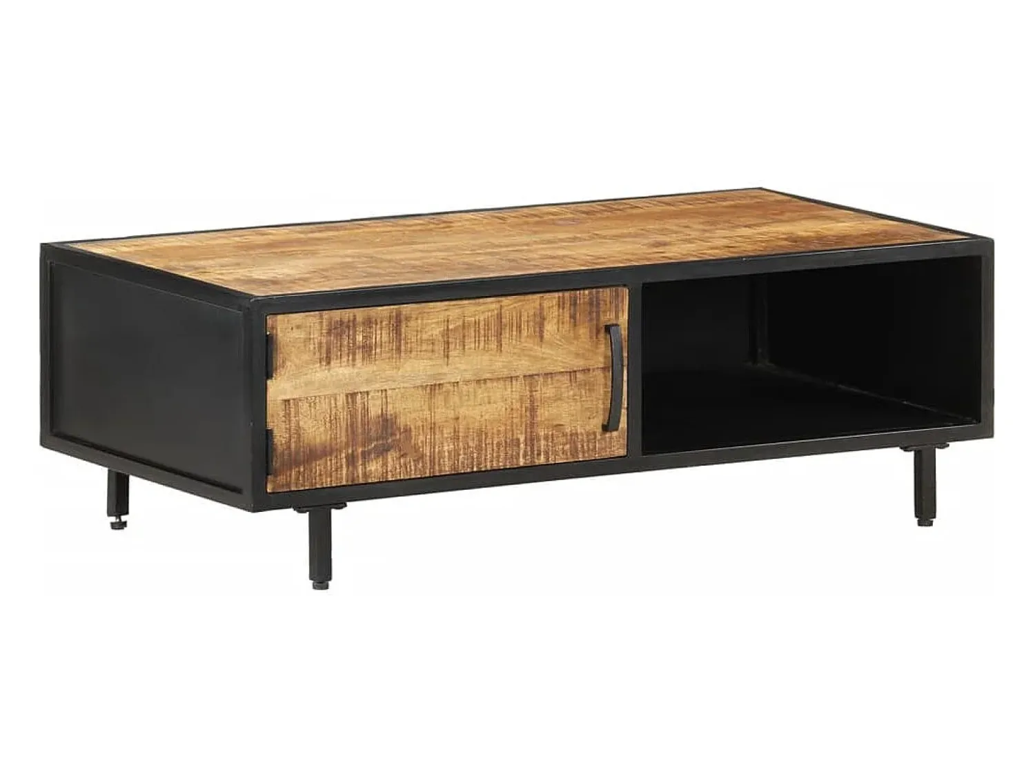 Mesa De Centro| Mesa de centro | Mesa de apoio | Mesa de café 105x50x35 cm madeira de mangueira áspera Castanho