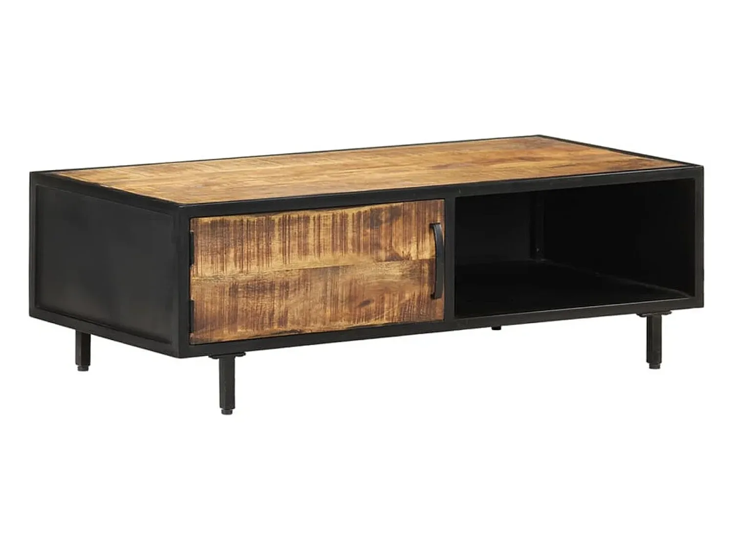 Mesa De Centro| Mesa de centro | Mesa de apoio | Mesa de café 105x50x35 cm madeira de mangueira áspera Castanho