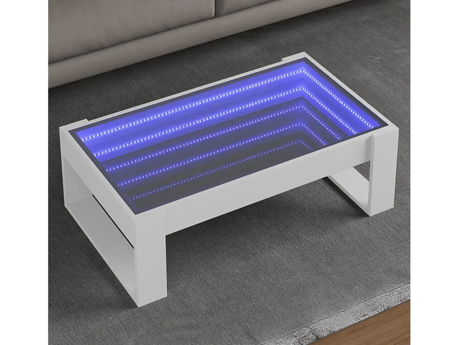 Mesa De Centro| Mesa de centro | Mesa de apoio luzes LED Infinity 90x53x30 cm Branco