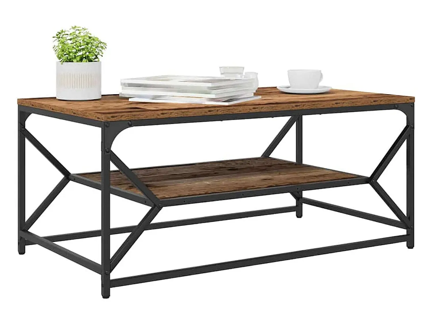 Mesa De Centro| Mesa de centro | Mesa de apoio | Mesa de café Madeira antiga 90x50x40 cm Castanho