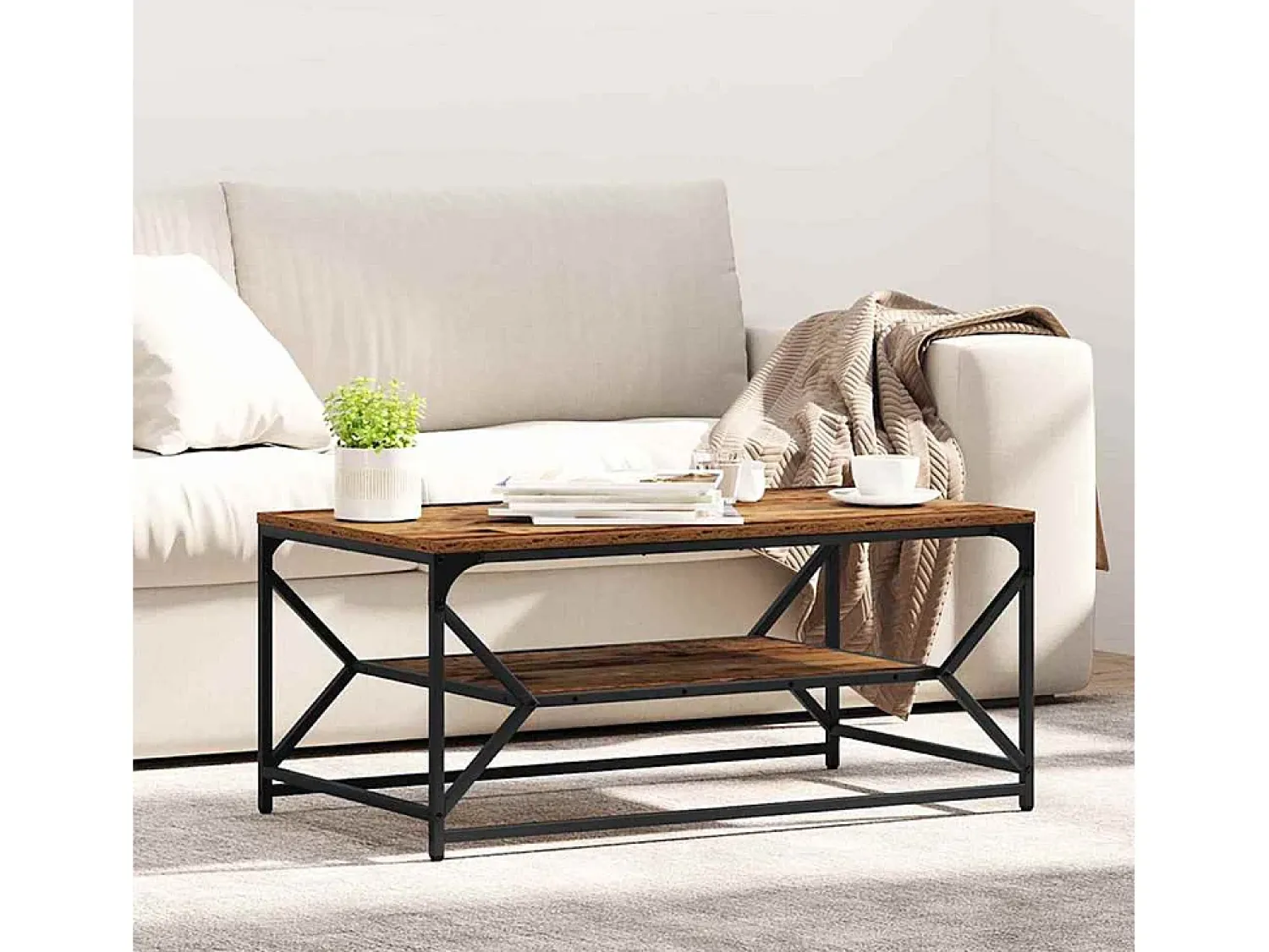 Mesa De Centro| Mesa de centro | Mesa de apoio | Mesa de café Madeira antiga 90x50x40 cm Castanho