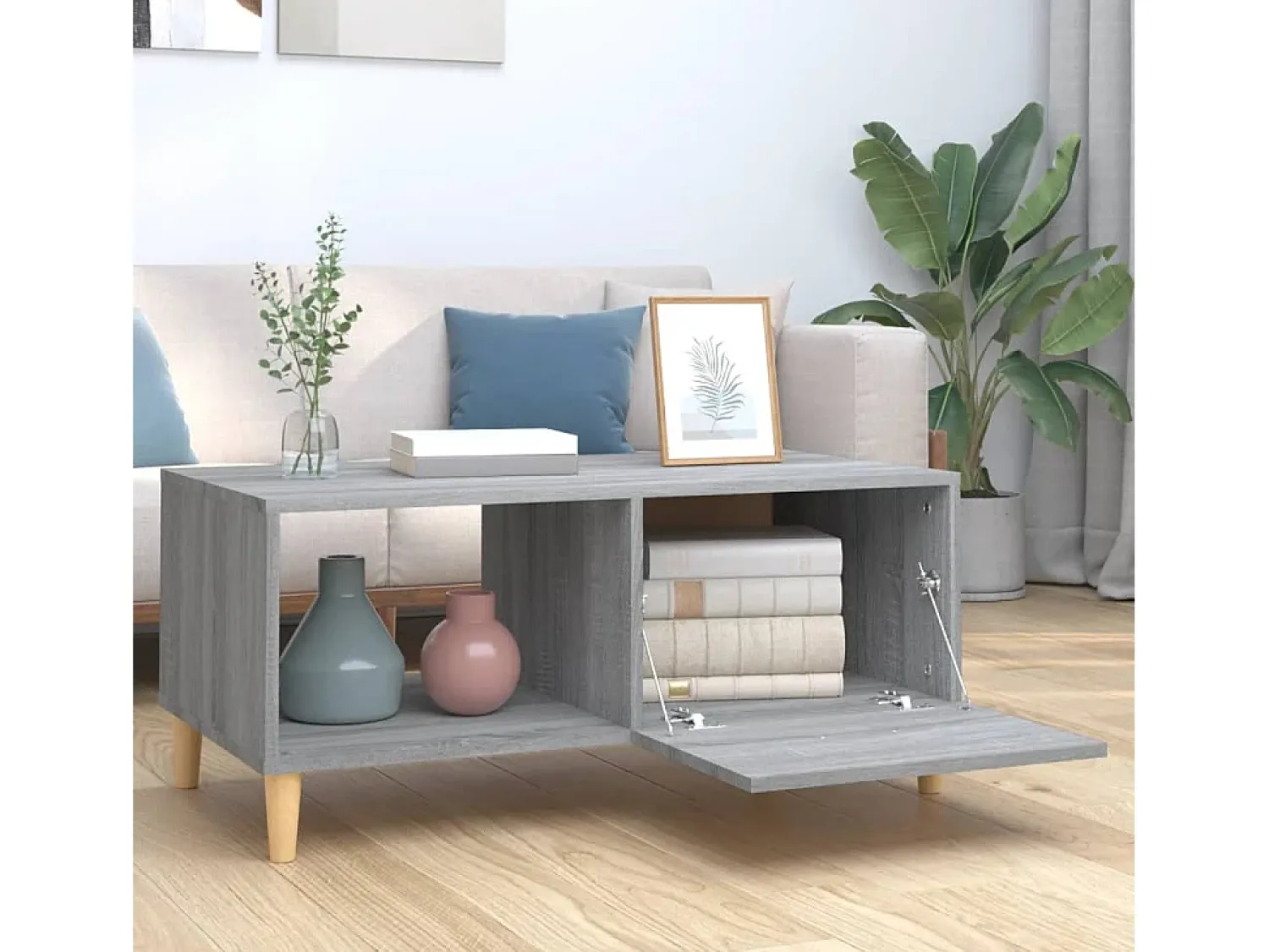 Mesa de centro | Mesa de apoio 89.5x50x40 cm derivados madeira sonoma^ Mesa De Centro