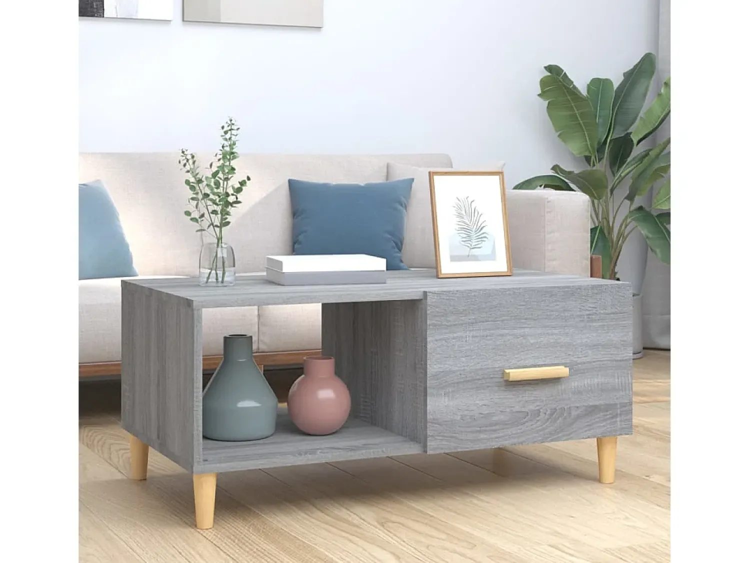 Mesa de centro | Mesa de apoio 89.5x50x40 cm derivados madeira sonoma^ Mesa De Centro