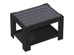 Mesa De Centro* Mesa de centro | Mesa de apoio c/ LEDs 73x53x45 cm derivados de madeira Preto
