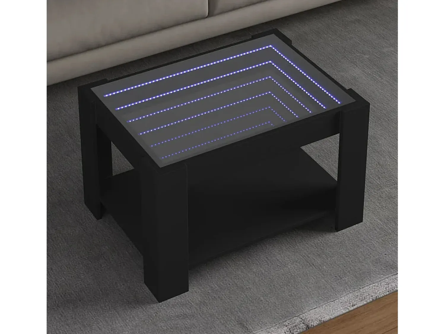 Mesa De Centro* Mesa de centro | Mesa de apoio c/ LEDs 73x53x45 cm derivados de madeira Preto
