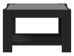 Mesa De Centro* Mesa de centro | Mesa de apoio c/ LEDs 73x53x45 cm derivados de madeira Preto