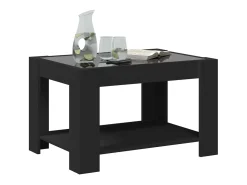Mesa De Centro* Mesa de centro | Mesa de apoio c/ LEDs 73x53x45 cm derivados de madeira Preto