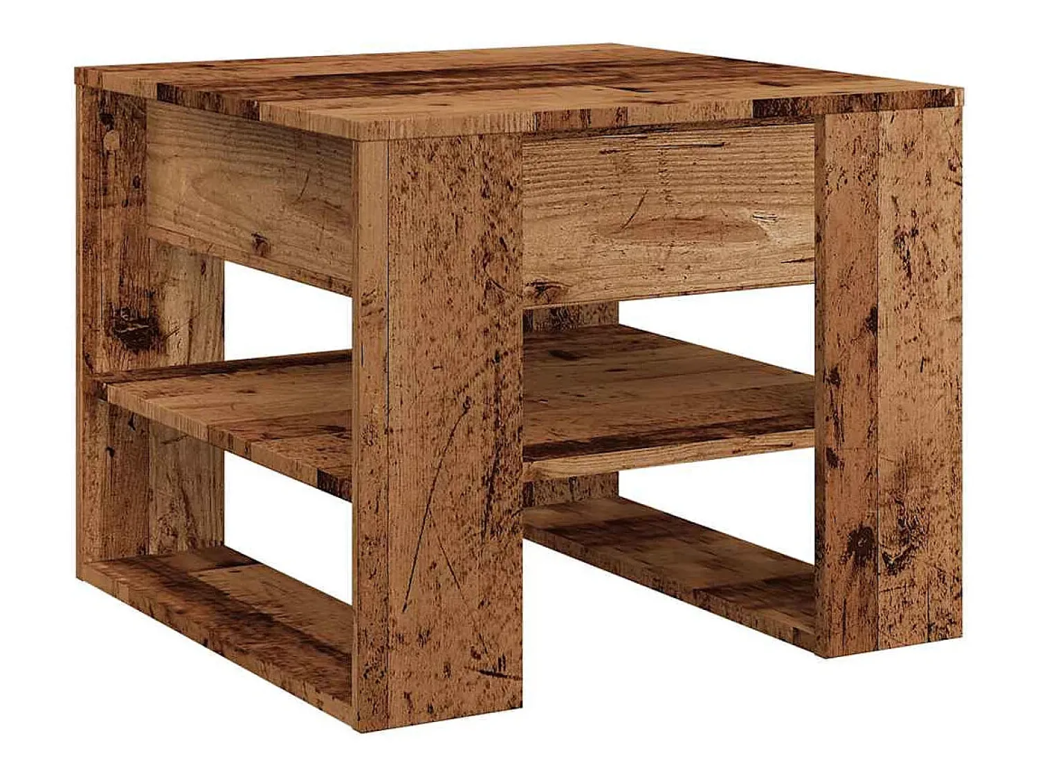 Mesa De Centro| Mesa de centro | Mesa de apoio | Mesa de café 55.5x55x45 cm derivados de madeira madeira velha Castanho