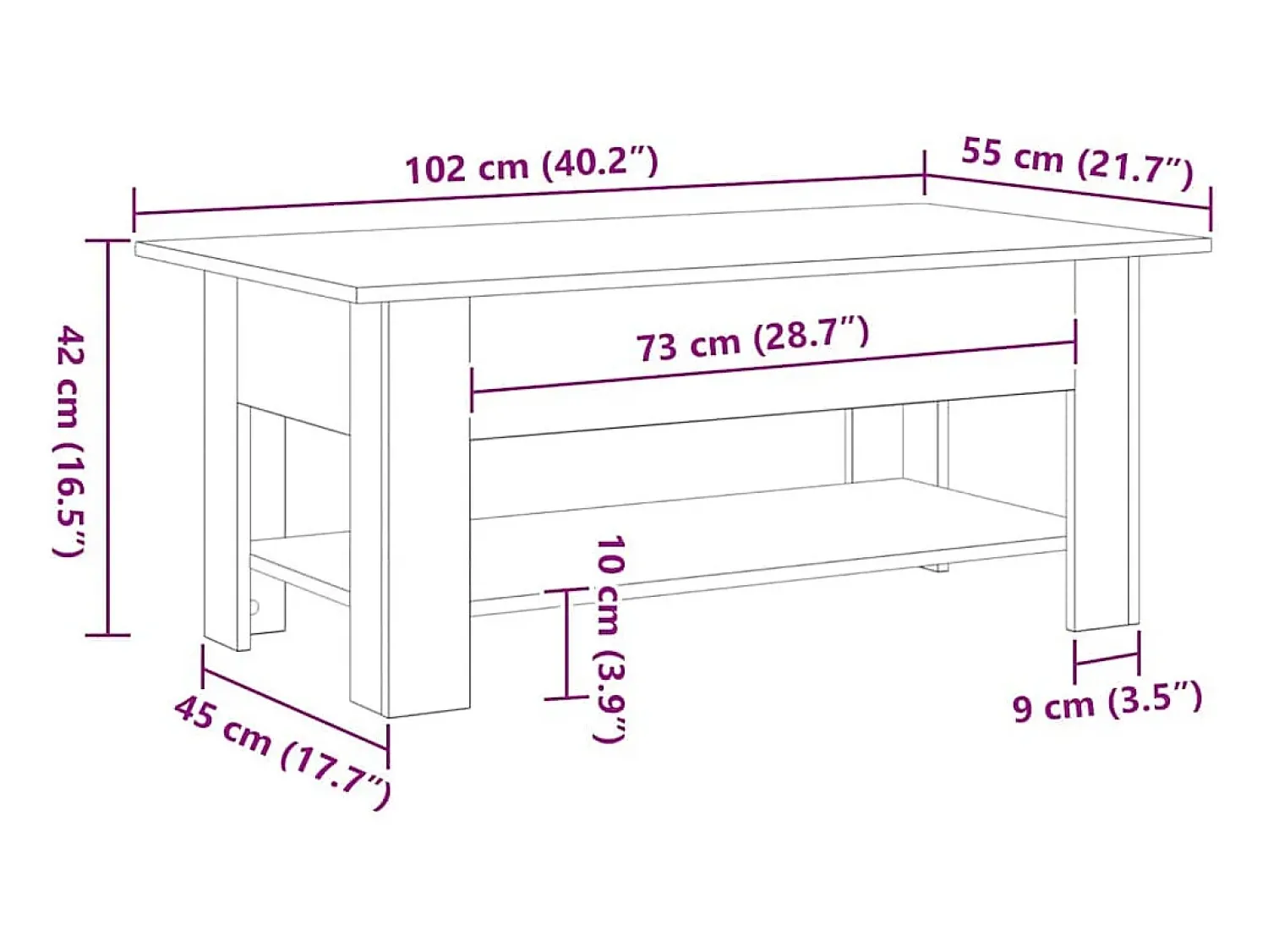 Mesa de centro | Mesa de apoio Carvalho 102x55x42 cm^ Mesa De Centro