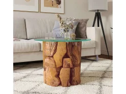 Mesa De Centro* Mesa de centro | Mesa de apoio 60 cm madeira flutuante de teca maciça Castanho