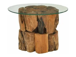 Mesa De Centro* Mesa de centro | Mesa de apoio 60 cm madeira flutuante de teca maciça Castanho