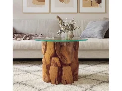 Mesa De Centro* Mesa de centro | Mesa de apoio 60 cm madeira flutuante de teca maciça Castanho
