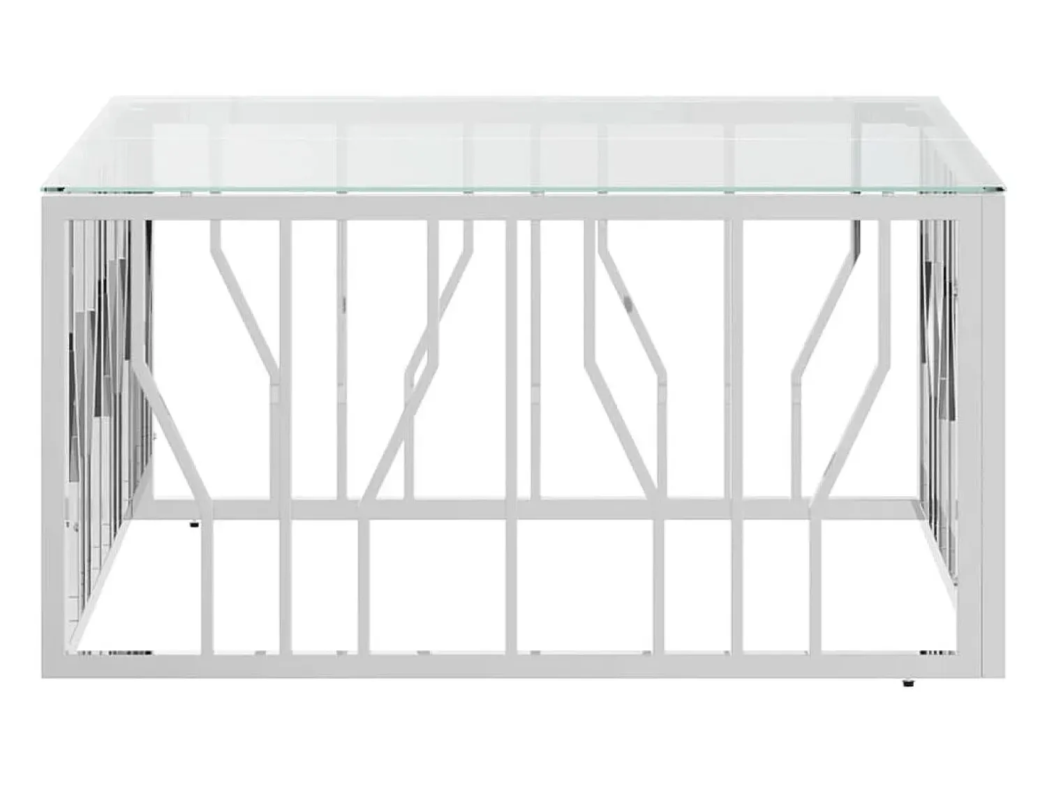 Mesa de centro | Mesa de apoio | Mesa de café 80x80x40 cm aço inoxidável e vidro^ Mesa De Centro