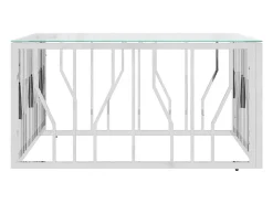 Mesa de centro | Mesa de apoio | Mesa de café 80x80x40 cm aço inoxidável e vidro^ Mesa De Centro