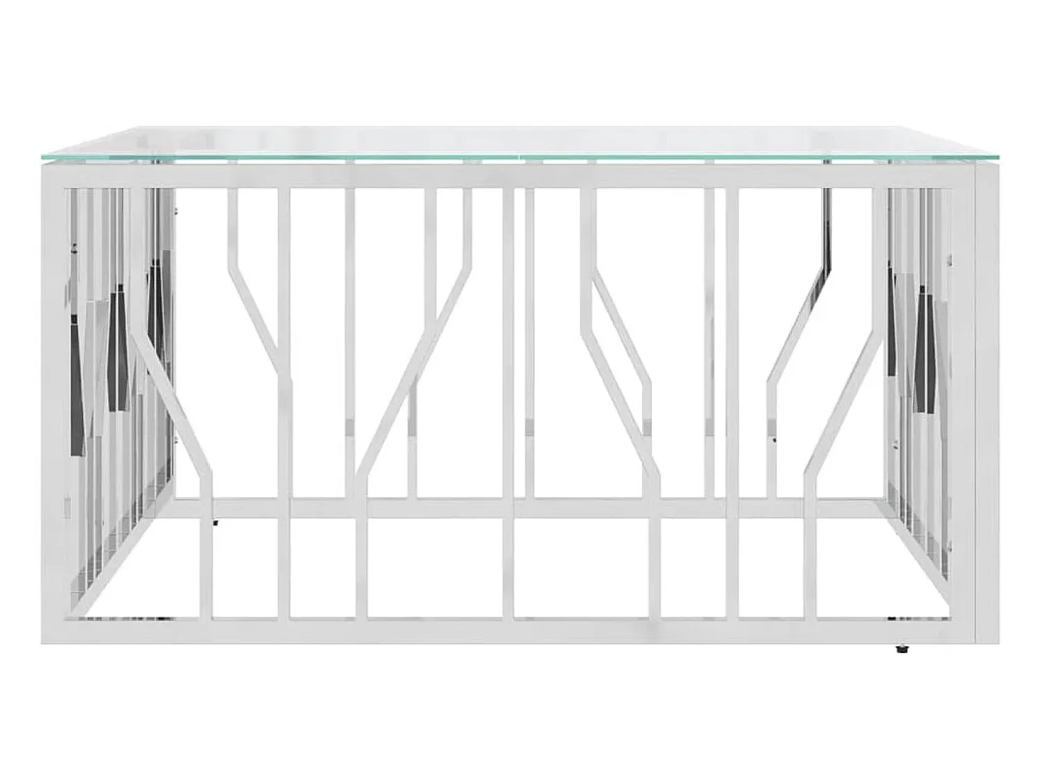 Mesa de centro | Mesa de apoio | Mesa de café 80x80x40 cm aço inoxidável e vidro^ Mesa De Centro