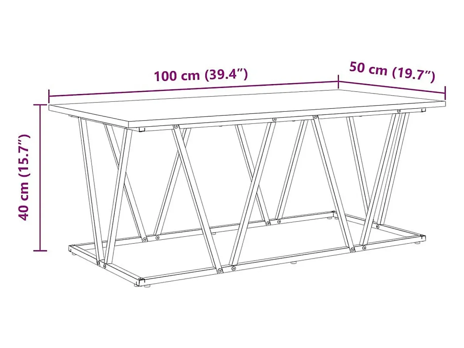 Mesa De Centro| Mesa de centro | Mesa de apoio Sonoma 100x50x40 cm Cinzento