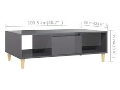 Mesa de centro | Mesa de apoio derivados de madeira cinza brilhante^ Mesa De Centro
