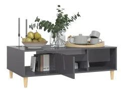 Mesa de centro | Mesa de apoio derivados de madeira cinza brilhante^ Mesa De Centro