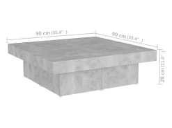 Sale Mesa de centro | Mesa de apoio 90x90x28cm derivados de madeira cimento Cinzento