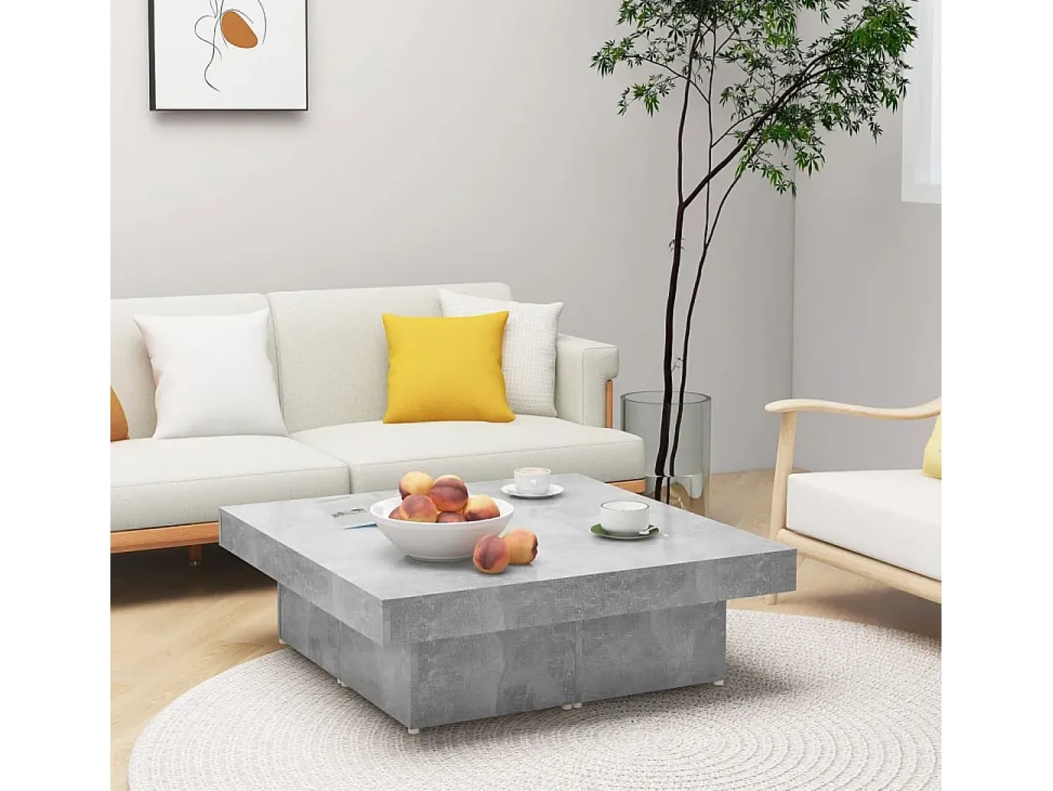 Sale Mesa de centro | Mesa de apoio 90x90x28cm derivados de madeira cimento Cinzento
