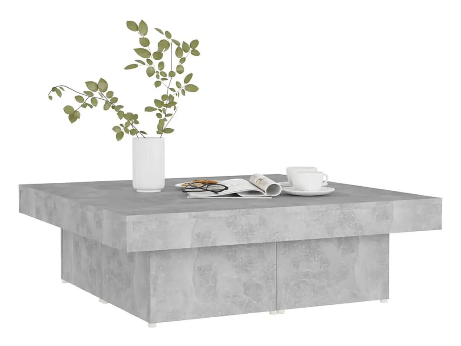 Sale Mesa de centro | Mesa de apoio 90x90x28cm derivados de madeira cimento Cinzento