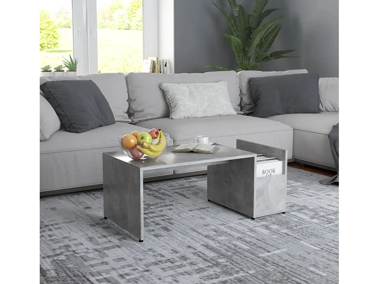 Mesa De Centro* Mesa de centro | Mesa de apoio 90x45x35 cm derivados madeira cimento Cinzento