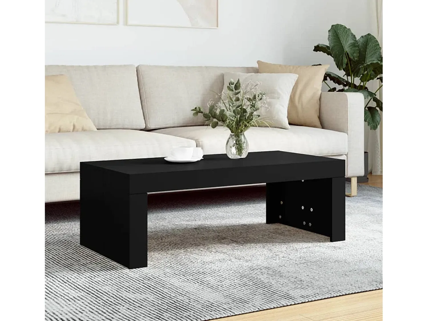 Discount Mesa de centro | Mesa de apoio 102x50x36 cm madeira processada Preto
