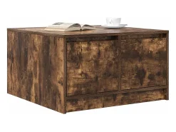 Mesa De Centro* Mesa de centro | Mesa de apoio com gavetas 70.5x70x40 cm carvalho fumado Castanho