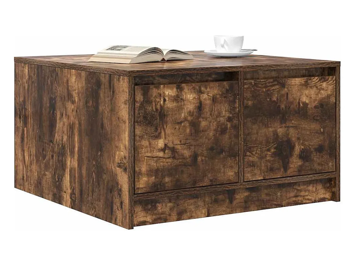 Mesa De Centro* Mesa de centro | Mesa de apoio com gavetas 70.5x70x40 cm carvalho fumado Castanho
