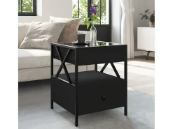 Mesa De Centro| Mesa de centro | Mesa de apoio com luzes LED Infinity 40x40x51 cm Preto