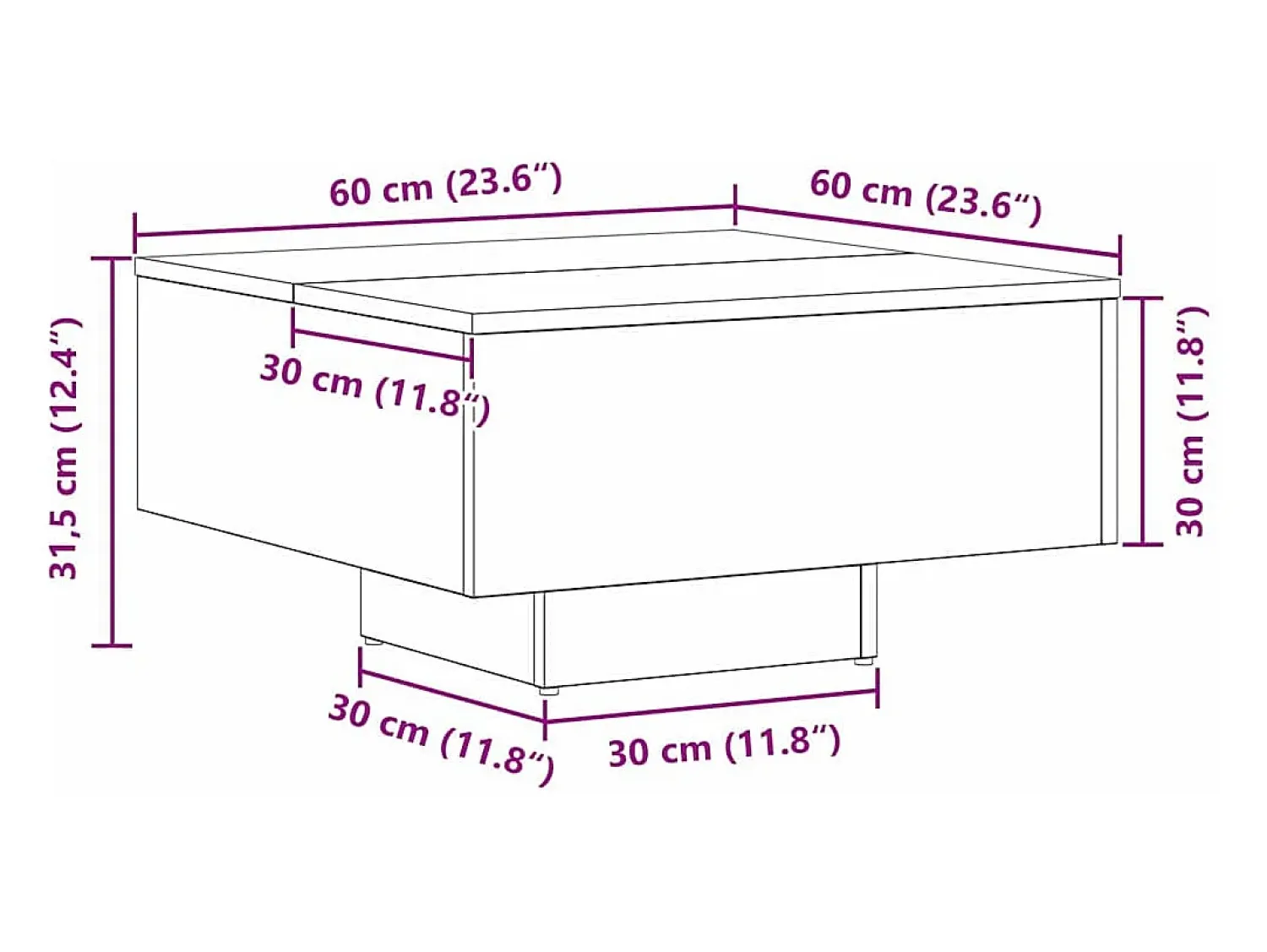 Mesa De Centro* Mesa de centro | Mesa de apoio Carvalho 60x60x31.5 cm Preto