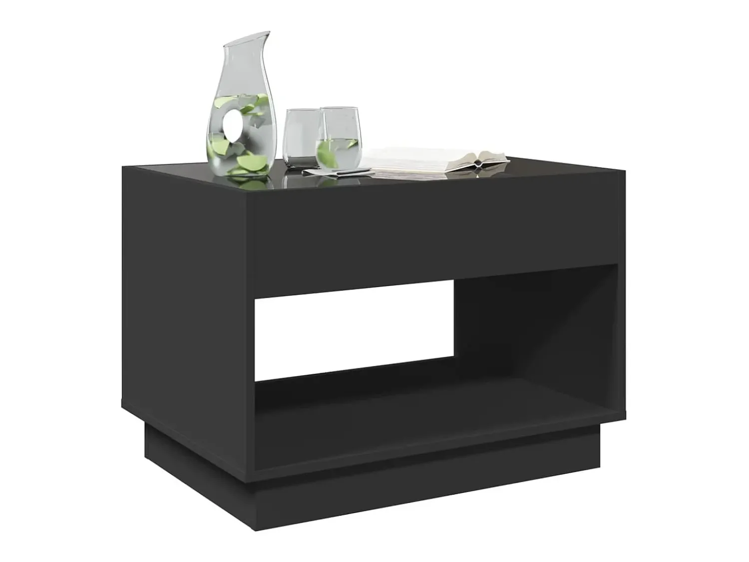 Mesa De Centro| Mesa de centro | Mesa de apoio luzes LED Infinity 70x50x50 cm Preto