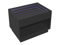Mesa De Centro| Mesa de centro | Mesa de apoio luzes LED Infinity 70x50x50 cm Preto