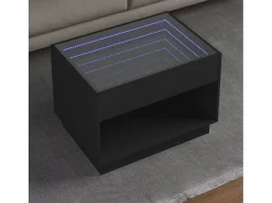 Mesa De Centro| Mesa de centro | Mesa de apoio luzes LED Infinity 70x50x50 cm Preto