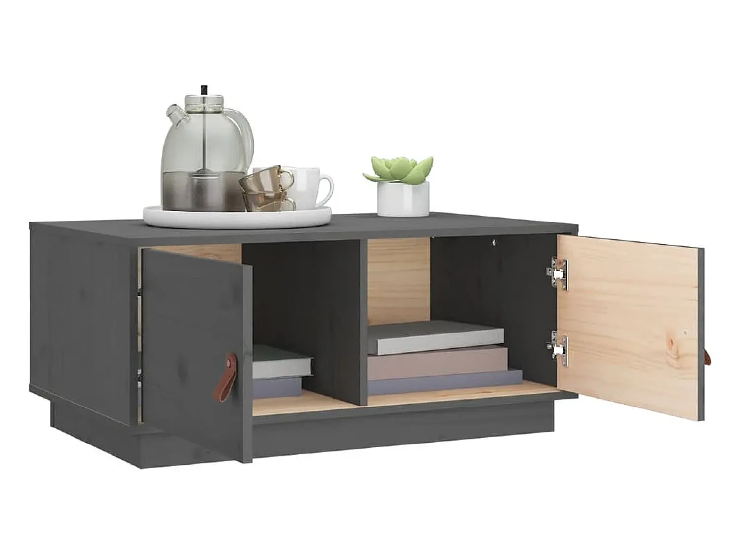 Mesa de centro | Mesa de apoio 80x50x35 cm pinho maciço cinza^ Mesa De Centro