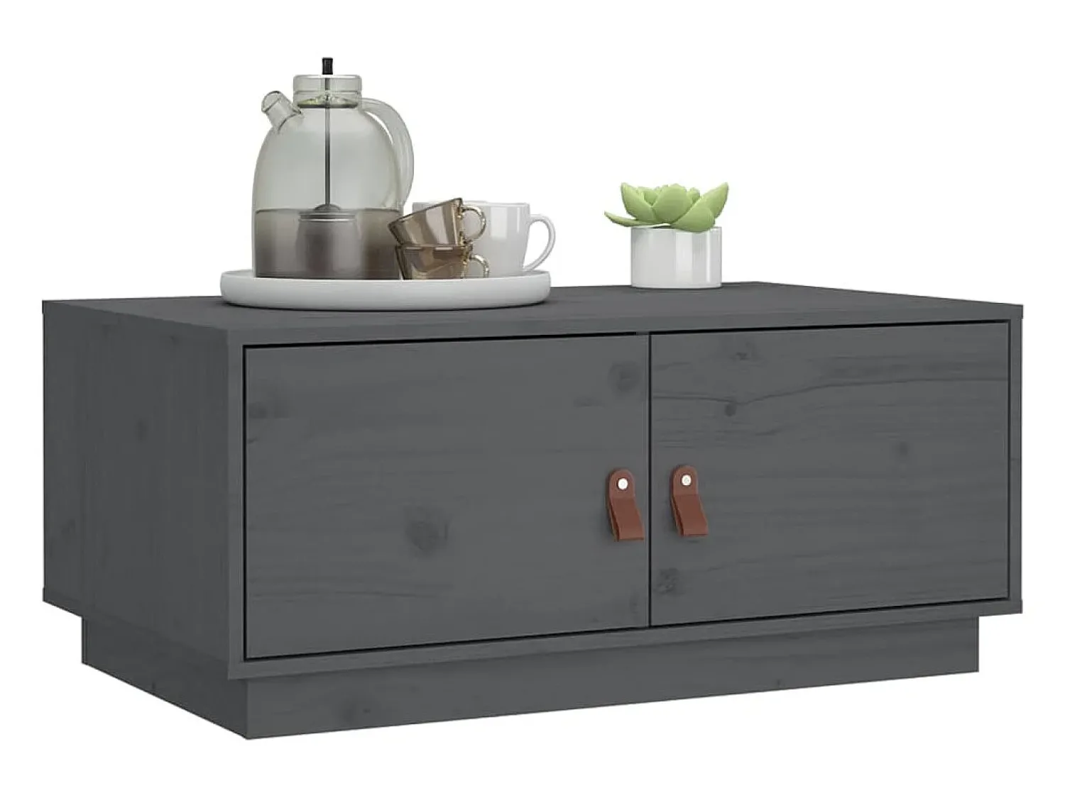 Mesa de centro | Mesa de apoio 80x50x35 cm pinho maciço cinza^ Mesa De Centro